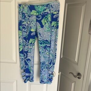 Lilly Pulitzer Blue & Green Paisley Cropped Leggings